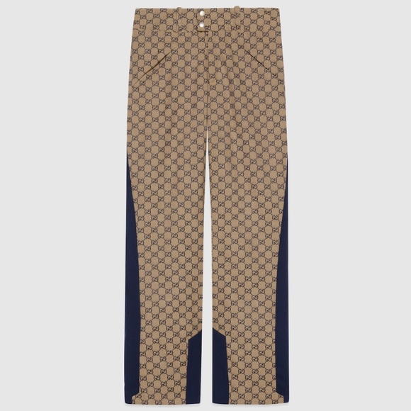 size 48 M Gucci Ski Pants GG logo Beige Navy Blue Winter Snowboard insulated
